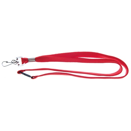 Lacet plat rouge 15mm x 85cm avec mousq. et attache anti-étranglement