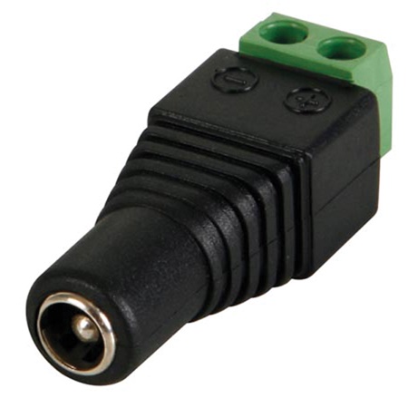 Fiche électrique courant continu 1A femelle sur bornier - 2,5x5,5mm