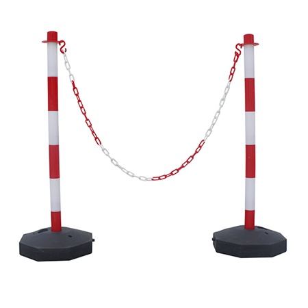 Lot de 2 potelets pour chaîne de guidage plastique - Rouge/Blanc