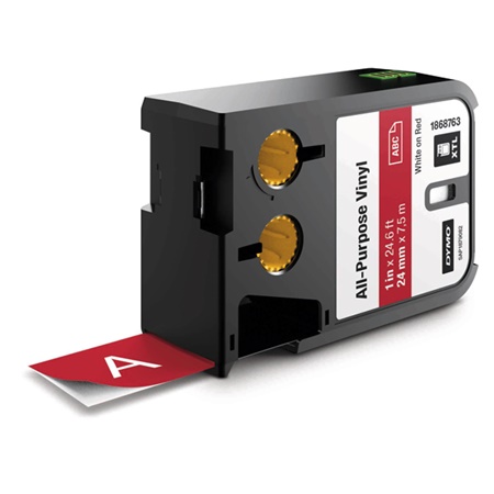 Ruban vinyle ROUGE (écriture blanche) pour DYMO XTL - 24mm