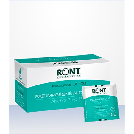 Boite de 100 Tampons Alcool Isopropylique 70% - RONT
