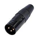 RC3M-B - Fiche XLR 3 points mâle droite REAN RC3M-B (XLR 3M) - Corps Noir