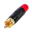 Fiche RCA mâle REAN RF2C-B-2 - Corps Noir - Serre-câble rouge